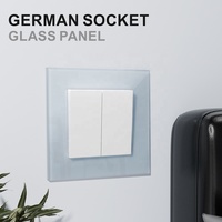 Interrupteur mural 2 gangs 1 voie, panneau en verre brillant blanc, noir, gris, or, norme européenne 10A 250V, certifié CE