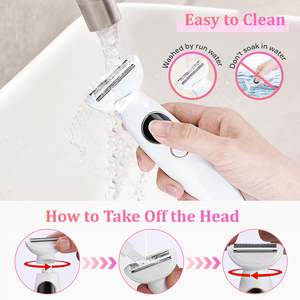Rasoir électrique pour femmes avec double lame, sans douleur et étanche, alimenté par USB, pour le corps, le bikini, les sourcils, le nez, tondeuse conforme à la norme IPX7 - Product Image 3