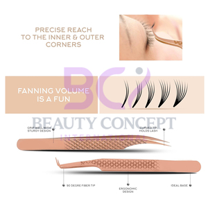 Rose Gold Volume Lash Tweezers Seller New Arrival Product 45 Degree Custom Shape Beauty Lash Extension Tool for Lashes Care - Product Image 3