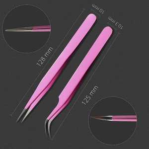 Nouvel arrivage Instruments de beauté Pince à cils Lot de 2 pinces de beauté de couleur rose par TARIQ MFG CO - Product Image 5