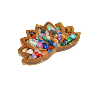 Plateau de service en bois élégant en forme de lune, organisateur d'affichage de bijoux, pierres et décor, plateau de service au meilleur prix - Product Image 6