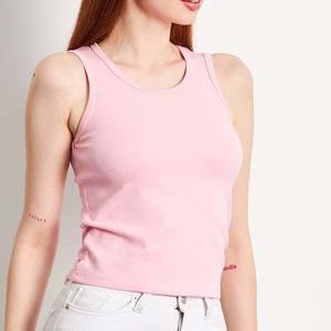 Custom Breathable Quick Dry <b>White</b> Ribbed Women's Strap Fitness Gym Crop Tank <b>Top</b> Sleeveless Sexy Activewear - Product Image 4