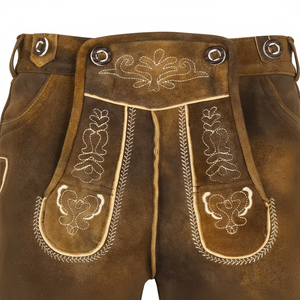 กางเกงหนังบาวาเรียนสำหรับเทศกาลอ็อกโทเบอร์เฟสต์  แบบนูร์ซ  น้ำหนักเบา  ปักลายหนังวัวแท้ - Product Image 6