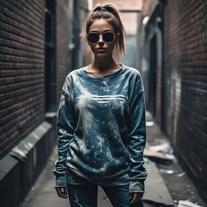 Sudadera Unisex Vintage con Lavado Ácido, Cuello Redondo, Hombros Caídos, Estilo Casual, 100% Algodón, Bordada, para Invierno - Product Image 2