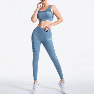 Conjunto de Yoga para gimnasio de secado rápido transpirable de cintura alta para mujer, Sujetador deportivo y mallas XS sin costuras, patrón sólido, ropa deportiva elástica para Fitness - Product Image 1