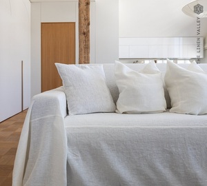 Rustic Boho Chic Natural Linen <b>Sofa</b> <b>Slipcover</b> Chic Bohemian Coverlet <b>for</b> Bedroom with Washable Linen Chic Bohemian Look - Product Image 6