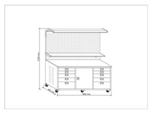 Banc de travail professionnel pour mécanicien OEM avec armoire à outils à roulettes et compartiments de rangement multiples pour garage - Product Image 5