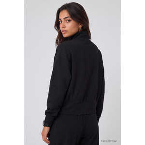 เสื้อสเวตเชิ้ต Tommylife Toptan สีดำ คอปกตั้ง ทรงมาตรฐาน รุ่น Crop สำหรับผู้หญิง - 97317 - สีน้ำตาลเข้ม - Product Image 5