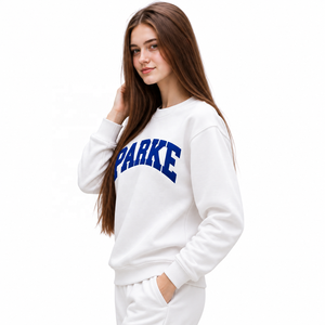Custom <b>White</b> Drop Shoulder Sweatshirt Front Letter Parke Mock Neck Casual <b>Long</b> <b>Sleeve</b> Pullover Apparel - Product Image 4