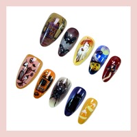 NBL-JX-44 Halloween 3D Ghost Bat Spider Almond Press on Nails Réutilisables Couverture Complète Faux Ongles Embossés 24 Pièces