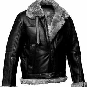 แจ็คเก็ตบอมเบอร์ขายส่ง แจ็คเก็ตบอมเบอร์ขนแกะแท้ แจ็คเก็ตบอมเบอร์หนังแกะแท้สำหรับฤดูหนาว สำหรับทุกเพศ - Product Image 1