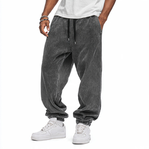 Pantalons de survêtement à jambes larges pour hommes, lavage à l'acide, style streetwear, pantalon surdimensionné d'hiver, pyjama pour hommes, pantalon de survêtement en molleton ample pour hommes - Product Image 3
