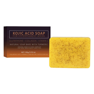 Wholesale Medicated Body Wash Antibacterial Whitening 100% Natural Collagen Handmade Original Turmeric Kojic Acid <b>Soap</b> for Face - Product Image 2