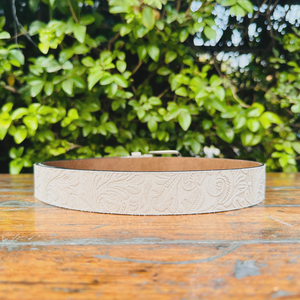 Bespoke 2025 Sheridan Design Genuine <b>Leather</b> Belt Western Floral Carving <b>Tooling</b> Unique Brass Buckle 35MM Width Customizable - Product Image 4