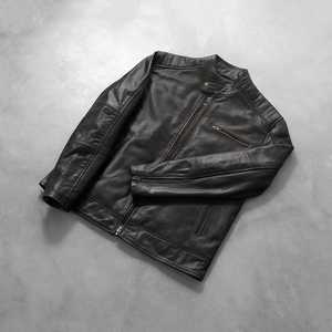 Hot Sale Autumn Winter Plus All Sizes Men's Leather <b>Jackets</b> Solid <b>Black</b> Color Zipper Cowhide Leather <b>Jacket</b> For Unisex - Product Image 6