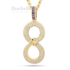 Venta al por mayor Hip Hop 8 Ouroboros oro colgante collar personalizado 8 letras Moissanite joyería hacer encantos - Product Image 1