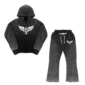 ชุดวอร์มกางเกงรัดรูปมีฮู้ดเข้ารูปบ็อกซี่และกางเกงขาบานพิมพ์ลายกรดออกแบบได้ตามต้องการเหมาะกับผู้ชาย - Product Image 1