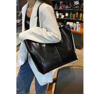 กระเป๋าถือช้อปปิ้งสำหรับผู้หญิงกระเป๋าโท้ทหนังแท้งานทำมือสั่งทำกระเป๋าสะพายไหล่ทรงโท้ทหนัง PU คุณภาพสูง - Product Image 3