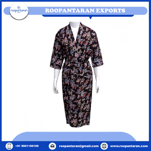 New Arrival 100% Cotton Hand Block Printed Floral Night Wear Women's Spaghetti Strap Indian Beach <b>Swim</b> <b>Robe</b> Kimono Maxi Go - Product Image 4