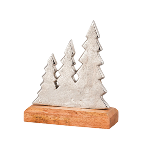 Sculpture d'arbre de Noël en métal moderne finition argentée faite à la main décoration de table écologique - Product Image 1