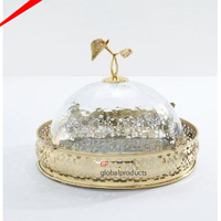 Luxus Kuchenst änder gehämmert Kuchenst änder Achteck Form mit Glaskuppel Mittelstücke Dekor Kuchen Display Ständer