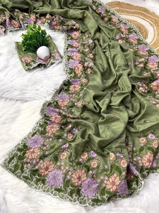 Soie Matka de couleur étonnante avec fabricant et fournisseur de Saree de travail de broderie de Surat au taux le plus bas - Product Image 4