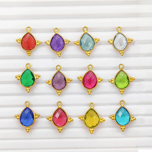 Dijes de Plata de Ley con Baño de Oro, con Bisel de Esmeralda Teñida, Hechos a Mano, para la Creación de Joyería - Product Image 4