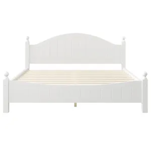 पारंपरिक संक्षिप्त शैली सफेद बेडरूम सेट असलस्टर्ड पैनल बिस्तर नवीनतम स्लेट समर्थन किंग आकार मंच लकड़ी के बिस्तर