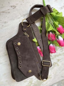 Sac de taille en cuir suédé Ceintures de poche en cuir élégantes Ceintures de poche à la hanche Vente chaude Ceinture de voyage Unisexe - Product Image 2