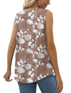 Ropa informal de talla grande de algodón/fibra de bambú sin mangas con estampado floral liso de gran tamaño, ropa de fiesta, ropa de oficina, ropa de verano - Product Image 6