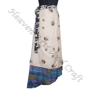 Falda Envolvente Mágica de Seda para Mujer, Falda Larga de Seda, Vintage, Reciclada, Sari, Mágica, Estampado Indio, Estilo Bohemio, Nueva Llegada - Product Image 5