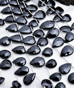 Oferta de Liquidación: Espinela Negra Facetada en Forma de Almendra, 7 Hilos, Piedra Preciosa para la Elaboración de Joyería Fina - Product Image 1