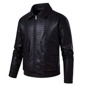 Veste en cuir pour homme 100% cuir de vache véritable, nouvelle et élégante, style vintage en cuir de crocodile embossé, veste en toile pour la saison d'automne - Product Image 6