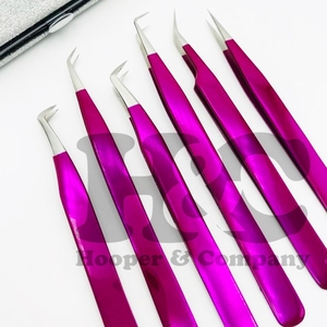 Pinzas para extensiones de pestañas, pinzas de punta afilada de acero inoxidable, caja de tarjeta de visón sostenible - Product Image 2