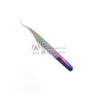 Pinzas de pestañas largas Rainbow Diamond Grip Pinzas de extensión de pestañas de acero inoxidable/pinzas extensión de pestañas - Product Image 1