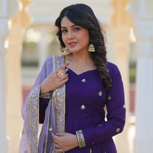 Elegante y de moda Último Festival Especial Exclusivo MostTrendy Fancy Georgette Purple Dress Wear Best Selling Designer Women - Product Image 1