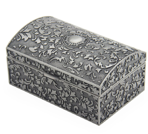 Boîte à bijoux en métal gaufré en forme de coeur avec design floral-Petite boîte-cadeau décorative de bibelot en gros - Product Image 3