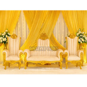 Trending Indian Wedding Furniture UK Gujarati Wedding Stage Sofá Silla Set para novia Novio Asientos Premium Quality Golden Finish - Product Image 1