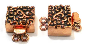 28X18X7MM Multi Strand Marquise Box Fermoir 2 Brins Cuivre Oxydé Plaqué Argent Plaqué Or 18k Fermoir B203 - Product Image 3