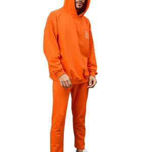 Ensemble de survêtement unisexe personnalisé 2025 en molleton respirant imprimé 100 % coton, coupe oversize, à capuche, motif uni, pour l'hiver, jogging, deux pièces - Product Image 2