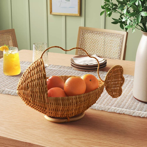 Elegante bandeja para servir de ratán en forma de pez, cesta de mimbre hecha a mano para sujetar frutas, aperitivos, decoración del hogar o uso en restaurante - Product Image 4