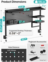 Support de rangement de bureau sur pied, moderne, robuste, en métal, trois-en-un, avec panneau perforé, réglable et non pliable, conçu sur mesure