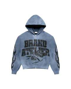 Conjunto de chándal acampanado de algodón 100% de 500gsm personalizado para hombre, chándal holgado de lana con capucha de gran tamaño para invierno, patrón sólido - Product Image 3