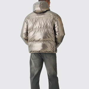 Heavyweight Winter Bomber Hooded Stand <b>Collar</b> Zipper Closure Pockets New Design High Quality Casual Warm Cotton/Polyester <b>Jacket</b> - Product Image 2