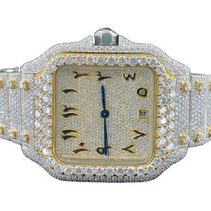 Reloj de Cuarzo de Acero Inoxidable de Lujo para Hombre, Reloj de Pulsera Premium con Diamantes de Moissanita, Completamente Engastado para Fiestas y Ocasiones Especiales - Product Image 6