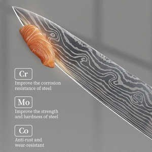 Venta al por mayor personalizado de alta calidad cuchillo de Chef Damasco afilado carne de acero inoxidable cuchillo de cocina vegetal Damasco multiusos - Product Image 4