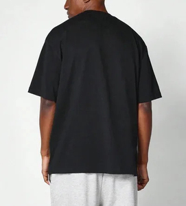 Custom Made Men's Oversized Boxy Cropped Fit T-<b>Shirt</b> 350gsm Heavyweight Knitted <b>White</b> <b>Plain</b> Digital Printed Crew Neck Design - Product Image 4