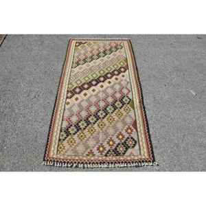 Alfombra de 3.2x6 pies, Alfombra Turca Vintage, Alfombra de Lana con Puntos Rojos Beige - Product Image 1