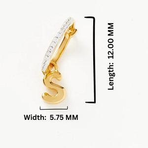Pendientes de Aro con un Solo Dije para Mujer, Inicial S, Oro de 14k, Circonita, Diamante, Forma de Letra Moderna, Regalo para Fiesta - Product Image 6