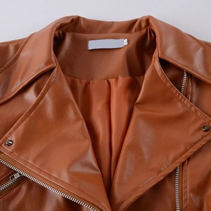 Abrigo de piel de oveja para mujer tejido por encargo venta al por mayor suelta moda suave chaqueta de cuero genuino servicio OEM - Product Image 2